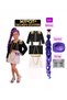 Kpop Rumi Huntrix Rumi Demon Slayers Costume Skirt Jacket Bustier Blouse + Kpop Rumi Purple Light Glitter Hair+ Purple Hair Powder + Face Stone + Kpop Heels Birthday Party Set - 6