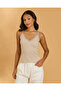 Women Beige Lace Strappy Vest