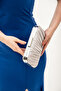 Women's Silver Satin Pleated Evening Dress Wedding Bag - 2