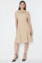 Belted Ornate Buttoned Midi Dress - 2