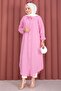 Striped Button-Down Shirt Tunic Pink