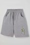 Boy's Shorts Set with Lettering Printed Shorts, Lacing Accessories, Pockets, Ages 8-14, Oil Green - 7