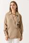 Women's Side Tie Shirt Collar Tunic Mink - 3