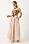 Women's Long Skirt with Side Zipper Pockets Beige - 5