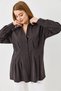 Women's pleated detail chic soft-touch shirt - dark coffee - 2