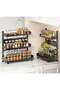 TYCOM 3 Tier Adjustable Spice Rack Kitchen Shelf Organizer Countertop, Black - 7