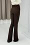 Women's Lycra Buttoned Slim Fit Spanish Flare Pants Brown - 3