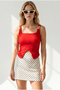 Women's Red Accessory Detailed Double Layered Asymmetrical Blouse Blz-19003400 - 4