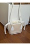Drawstring Canvas and Leather Detailed Women's Shoulder Bag - 4