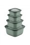 4 Piece Microline Square Set 600 ml 1100 ml 1800 ml 3000 ml Storage Container with Lid Green - 3