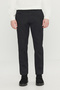 Men's Black Cotton Slim Fit Slim Fit Side Pocket Dobby Stretch Casual Trousers