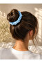 100% Pure Silk Thin (1 cm) Set of 3 Hair Clips (Sky Blue) - 2