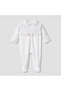 Collared Closed Foot Sleepsuit with Floral Embroidery - Long Sleeves