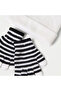 Solid Beanie Cap with Striped Gloves Set - 4