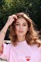Women's Oversize T-Shirt Spicy Lips Printed Pink – Crew Neck, Comfortable Fit, 100% Cotton - 2