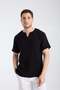 Short Sleeve Crew Neck Black Tshirt - 5