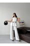 Women's Buttoned Belted Vest and Palazzo Pants Two-Piece Set - 2