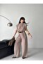 Women's Drawstring Crop Blouse and High Waist Palazzo Pants Two Piece Set - 4