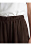 Brown Wide Leg Women's Trousers with Elastic Waist - 5