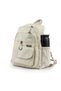 Small Size 32 cm Lightweight Waterproof Parachute Fabric Multi-Compartment Daily Women's Backpack Cream 8317A - 6