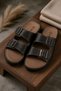 Size 40 Black Color Figured Fancy Slippers - 2