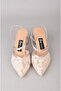 Seç 1533 Lace-Up Heel Shoes (Heel Height:7 cm) Vison Satin - 5