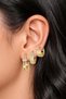 Gold Color Double Row Zircon Stone Star Embossed 3-Piece Hoop Earring Set - 2