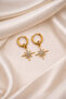 Gold Polar Star Dangle Hoop Earrings - 3