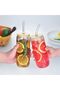 6 PCS 20 Oz Drinking Glasses with Bamboo Lids and Glass Straw, Glass Cups Beer Ice Coffee Glasses - 5