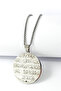 Silver Color Ayetel Kürsi & Nazar Ayeti Written 3 cm (Prayer Plate) Stainless Steel Necklace with Thick Doc Chain - 2