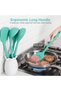 Silicone Kitchen Cooking Utensil - 315℃ Heat Resistant BPA Free Seamless Solid & Slotted Turner and Spoon, Soup Ladle for Non-Stick Pan/Wok Cookware (Set of 5, Aqua Sky) - 7