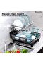 2 Tier Dish Drying Rack,Dish Drainer Rack,Dish Rack with Utensil Holder,Stainless Steel Dish Rack with Swivel Drainage Spout (Black) - 6
