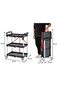 Portable Folding Service Cart, 3-Tier Fold Up Rolling Cart Collapsible Push Cart with Wheels, 80 Lbs Load Capacity per Shelf Folding Utility Carts for Home & Commercial Use, Black - 8