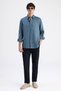 Ds Damat Comfort Petrol Flamlı Cotton-Linen Summer Shirt - 4