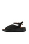 Black Satin/Silver Leather Women's Wedge Heeled Sandals - 4
