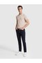Beige Slim Fit Linen Blend Apaş Collar Knitwear T-Shirt 50320799-Vr011 - 5