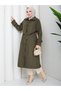 Windbreaker and Button Detailed Hijab Trench Coat Rc3140 - 5