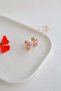 Pink Baguette Stone Hoop Earrings Xuping Rose Gold Color Long Life Earrings - 7
