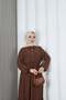 Half Pat Buttoned Waist Tie-Up Ayrobin Dress Brown Hnt85451 - 7