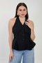 Women's Halter Neck Sleeveless Shirt - Black - 3