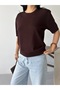 Premium Viscose Crew Neck Comfortable Fit Short Sleeve Flexible Summer Knitwear Blouse - 6