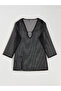 Black V-Neck Openwork Beach Dress - 2
