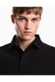Men's Regular Fit Cotton Jacquard Jersey Fabric Short Sleeve Black Polo Collar T-Shirt - 3