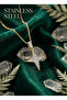 316L Steel Chain Gold Color Polar Star Model Zircon Stone Necklace