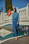 Rabia Chin Patterned Parachute Full Covered Hijab Swimsuit Rms-R040-26 Navy Blue