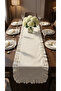 100% Cotton Glittery White Snowflake Patterned Ruffle Runner 40X150 - 4