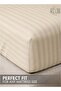1-Piece Microfiber Fitted Sheet Striped, Color Beige, Design Soft Fabric Deep Pocket Elastic Edge - 4