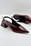 Short Heeled Patent Leather Women's Ballerinas Mary Jane Burgundy Patent Leather