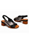 Mila Black Silver Detailed Genuine Leather Women's Sandals - 3