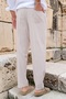 Sports Sweatpants Elastic Waist Cotton Thin Summer Fabric Large Size (Beige) - 4